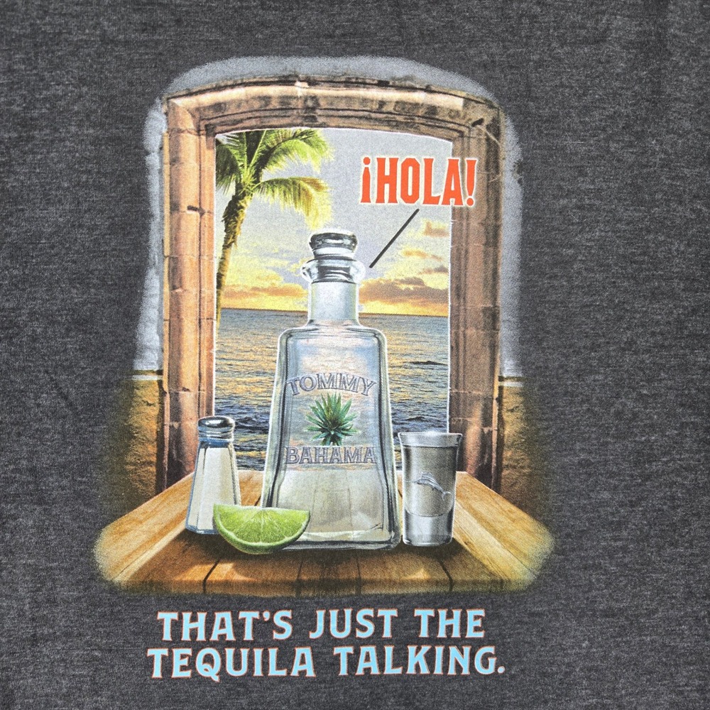 Tommy Bahama Mens Large Gray Tequila Graphic Short Sleeve T-Shirt